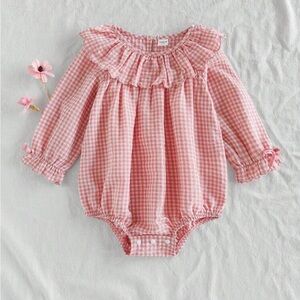 Pink Gingham Baby Romper